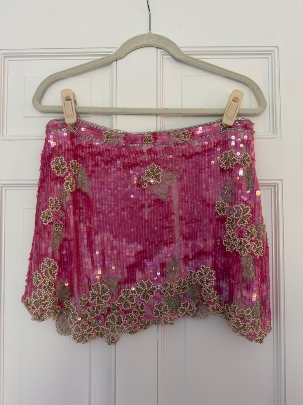 LoveShackFancy Pink Sequin Mini Skirt